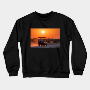 Namibia. Etosha National Park. Driving into Sunrise. Crewneck Sweatshirt